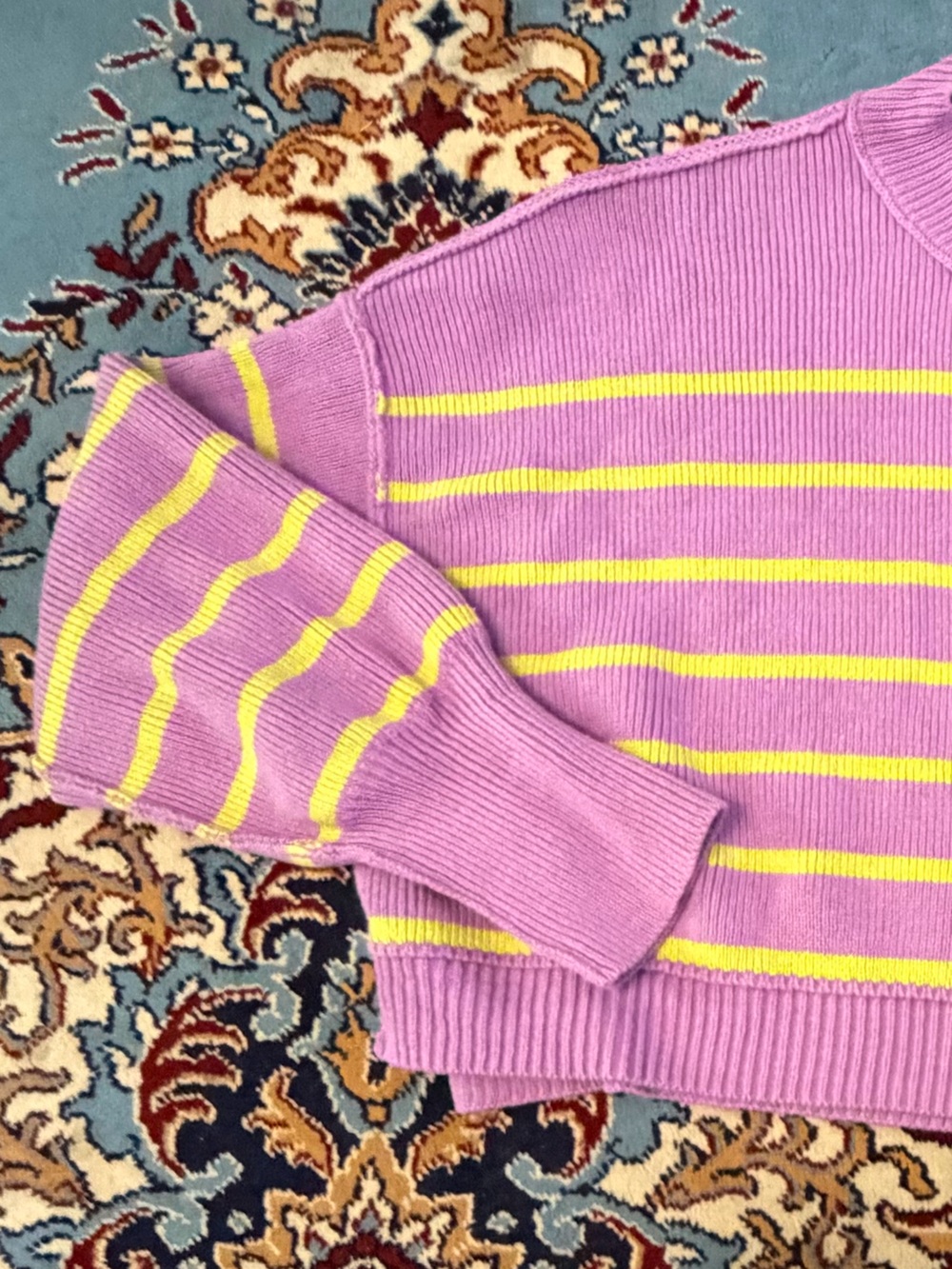 NWOT Free People Easy Street Crop Pullover Sweater Orchid Stripe Medium - Picture 3 of 5